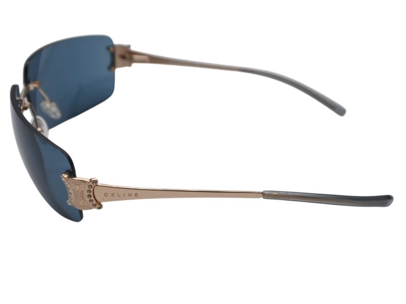 CELINE Sunglasses Eyewear SC 1048S Triomphe Rhinestone Green Gold 1048S Good Condition Used 4b007906
