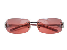 画像をギャラリービューアに読み込む, CELINE セリーヌ サングラス アイウェア SC 1047S トリオンフ ラインストーン レッド シルバー 美品 中古 4b007909