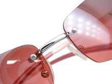 画像をギャラリービューアに読み込む, CELINE セリーヌ サングラス アイウェア SC 1047S トリオンフ ラインストーン レッド シルバー 美品 中古 4b007909