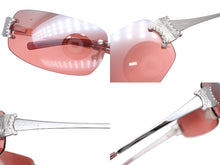 画像をギャラリービューアに読み込む, CELINE セリーヌ サングラス アイウェア SC 1047S トリオンフ ラインストーン レッド シルバー 美品 中古 4b007909