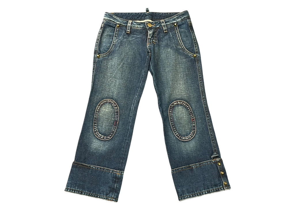 DSQUARED2 ディースクエアード スタッツ付きヴィンテージデニムパンツ ストレートデニム サイズ42 コットン 美品 中古 4b007915