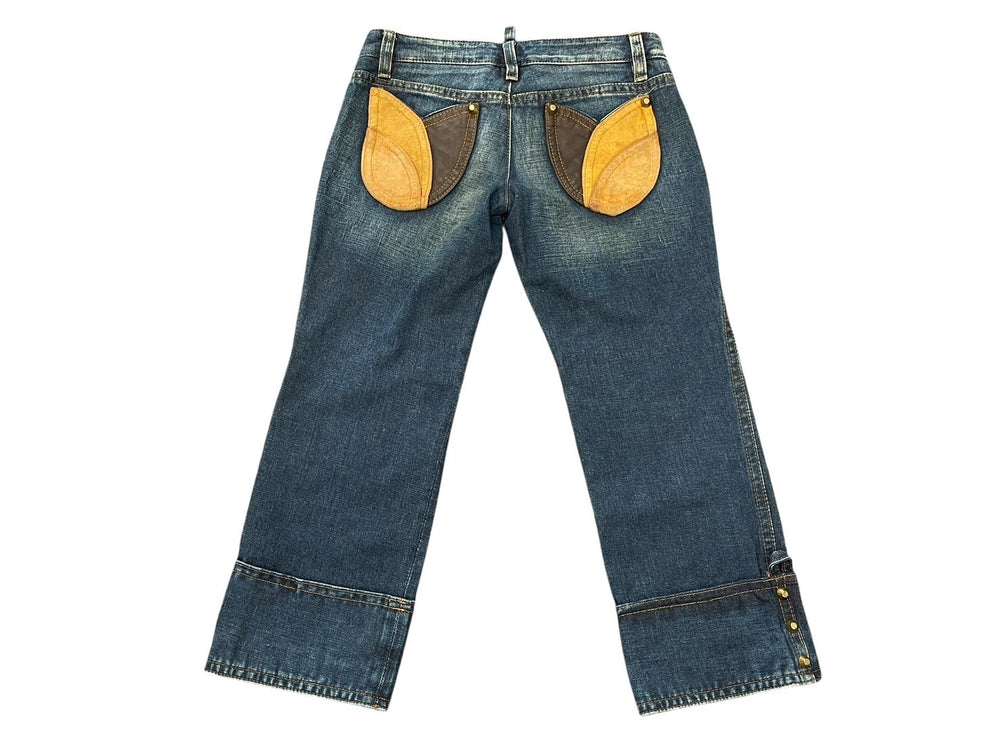 DSQUARED2 ディースクエアード スタッツ付きヴィンテージデニムパンツ ストレートデニム サイズ42 コットン 美品 中古 4b007915