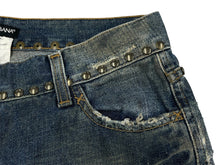 画像をギャラリービューアに読み込む, DOLCE&amp;GABBANA ドルチェアンドガッバーナ レアモデル ヴィンテージデニムパンツ クラッシュ加工 スタッズ 刺繍 コットン サイズ40 美品 中古 4b007916