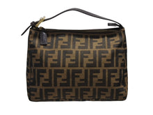 画像をギャラリービューアに読み込む, 極美品 FENDI フェンディ FF ズッカ柄 総柄 ハンドバッグ アクセサリーポーチ 8N0005 ブラウン カーキ系 キャンバス 中古 4b007933