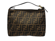 画像をギャラリービューアに読み込む, 極美品 FENDI フェンディ FF ズッカ柄 総柄 ハンドバッグ アクセサリーポーチ 8N0005 ブラウン カーキ系 キャンバス 中古 4b007933