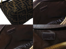 画像をギャラリービューアに読み込む, 極美品 FENDI フェンディ FF ズッカ柄 総柄 ハンドバッグ アクセサリーポーチ 8N0005 ブラウン カーキ系 キャンバス 中古 4b007933