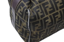 画像をギャラリービューアに読み込む, FENDI フェンディ ズッカ柄 バニティバッグ ハンドバッグ ジャガード レザー ブラウン グレー ゴールド金具 美品 中古 4b007934