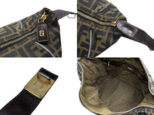 画像をギャラリービューアに読み込む, FENDI フェンディ ズッカ柄 バニティバッグ ハンドバッグ ジャガード レザー ブラウン グレー ゴールド金具 美品 中古 4b007934