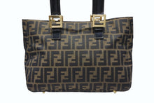 画像をギャラリービューアに読み込む, FENDI フェンディ ハンドバッグ トートバッグ ズッカ柄 キャンバス ブラウン ゴールド金具 美品 中古 4b007935
