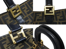 画像をギャラリービューアに読み込む, FENDI フェンディ ハンドバッグ トートバッグ ズッカ柄 キャンバス ブラウン ゴールド金具 美品 中古 4b007935