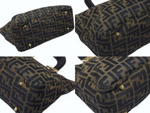 画像をギャラリービューアに読み込む, FENDI フェンディ ハンドバッグ トートバッグ ズッカ柄 キャンバス ブラウン ゴールド金具 美品 中古 4b007935