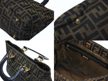 画像をギャラリービューアに読み込む, FENDI フェンディ ハンドバッグ トートバッグ ズッカ柄 キャンバス ブラウン ゴールド金具 美品 中古 4b007935