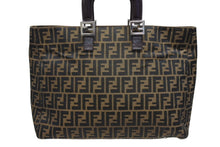画像をギャラリービューアに読み込む, FENDI フェンディ ハンドバッグ トートバッグ ズッカ柄 キャンバス レザー ブラウン シルバー金具 美品 中古 4b007936