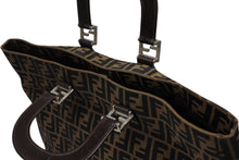 画像をギャラリービューアに読み込む, FENDI フェンディ ハンドバッグ トートバッグ ズッカ柄 キャンバス レザー ブラウン シルバー金具 美品 中古 4b007936