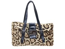 画像をギャラリービューアに読み込む, FENDI フェンディ ハンドバッグ 26572 ジャガーパターン ハラコ レザー ブラウン ベージュ ブラック シルバー金具 美品 中古 4b007937