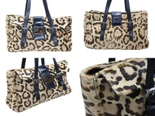 画像をギャラリービューアに読み込む, FENDI フェンディ ハンドバッグ 26572 ジャガーパターン ハラコ レザー ブラウン ベージュ ブラック シルバー金具 美品 中古 4b007937