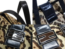 画像をギャラリービューアに読み込む, FENDI フェンディ ハンドバッグ 26572 ジャガーパターン ハラコ レザー ブラウン ベージュ ブラック シルバー金具 美品 中古 4b007937