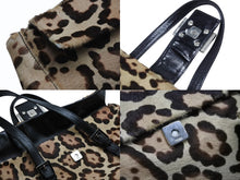 画像をギャラリービューアに読み込む, FENDI フェンディ ハンドバッグ 26572 ジャガーパターン ハラコ レザー ブラウン ベージュ ブラック シルバー金具 美品 中古 4b007937