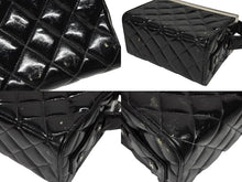 画像をギャラリービューアに読み込む, CHANEL シャネル マトラッセ スクエア バニティバッグ 観音開 ハンドバッグ 4番台 パテントレザー ブラック シルバー金具 中古 4b007939