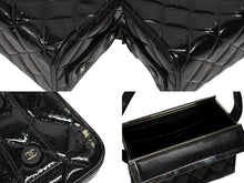 画像をギャラリービューアに読み込む, CHANEL シャネル マトラッセ スクエア バニティバッグ 観音開 ハンドバッグ 4番台 パテントレザー ブラック シルバー金具 中古 4b007939