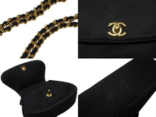 画像をギャラリービューアに読み込む, CHANEL シャネル ハーフムーン チェーンワンショルダーバッグ 3番台 ココマーク サテン レザー ブラック ゴールド金具 良品 中古 4b007940