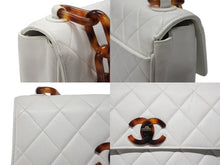 画像をギャラリービューアに読み込む, CHANEL シャネル マトラッセ シングルフラップ シングルチェーン トータスシェル ショルダーバッグ ラムスキン ホワイト 美品 中古 4b007942