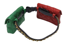 画像をギャラリービューアに読み込む, CHANEL シャネル マトラッセ ウエストポーチ ベルトポーチ バッグ ラムスキン レッド グリーン ブラック ゴールド金具 良品 中古 4b007945