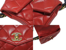 画像をギャラリービューアに読み込む, CHANEL シャネル マトラッセ ウエストポーチ ベルトポーチ バッグ ラムスキン レッド グリーン ブラック ゴールド金具 良品 中古 4b007945