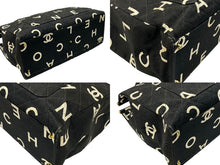 画像をギャラリービューアに読み込む, CHANEL シャネル バイシーライン トートバッグ ココマーク アイコン コットンキャンバス レザー ブラック ゴールド金具 美品 中古 4b007946