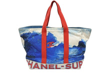 画像をギャラリービューアに読み込む, CHANEL シャネル サーフライン ラージ トートバッグ 7番台 ココマーク キャンバス マルチカラー ヴィンテージ 良品 中古 4b007949