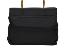 画像をギャラリービューアに読み込む, PRADA プラダ ハンドバッグ 33 トライアングルロゴ シングルメタルハンドル イタリア製 ナイロン ブラック ゴールド金具 美品 中古 4b007953