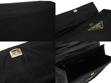 画像をギャラリービューアに読み込む, PRADA プラダ ハンドバッグ 33 トライアングルロゴ シングルメタルハンドル イタリア製 ナイロン ブラック ゴールド金具 美品 中古 4b007953