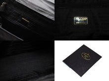 画像をギャラリービューアに読み込む, PRADA プラダ ハンドバッグ 33 トライアングルロゴ シングルメタルハンドル イタリア製 ナイロン ブラック ゴールド金具 美品 中古 4b007953