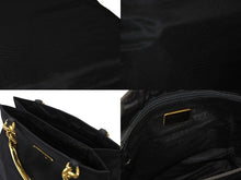 画像をギャラリービューアに読み込む, PRADA プラダ ハンドバッグ トライアングル ロゴ ナイロン ゴールド金具 黒 ブラック 美品 中古 4b007954