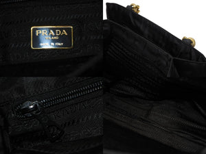 PRADA Prada Handbag Triangle Logo Nylon Gold Hardware Black Good Condition Used 4b007954