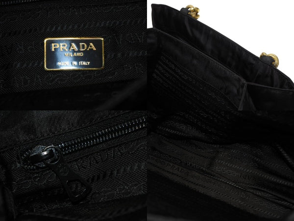 PRADA Prada Handbag Triangle Logo Nylon Gold Hardware Black Good Condition Used 4b007954