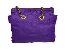 画像をギャラリービューアに読み込む, PRADA プラダ チェーンバッグ ショルダーバッグ キルティング イタリア製 ナイロン メタル パープル ゴールド金具 美品 中古 4b007957