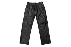 極美品 CHROME HEARTS クロムハーツ フレアニー カーペンター レザーパンツ ブラック シルバー925 ロゴ サイズ30 中古 4b007958