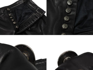 極美品 CHROME HEARTS クロムハーツ フレアニー カーペンター レザーパンツ ブラック シルバー925 ロゴ サイズ30 中古 4b007958
