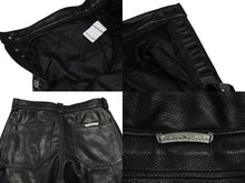 Load image into Gallery viewer, 極美品 CHROME HEARTS クロムハーツ フレアニー カーペンター レザーパンツ ブラック シルバー925 ロゴ サイズ30 中古 4b007958