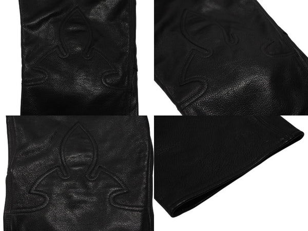 極美品 CHROME HEARTS クロムハーツ フレアニー カーペンター レザーパンツ ブラック シルバー925 ロゴ サイズ30 中古 4b007958