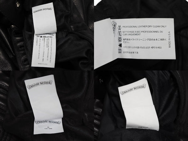 極美品 CHROME HEARTS クロムハーツ フレアニー カーペンター レザーパンツ ブラック シルバー925 ロゴ サイズ30 中古 4b007958