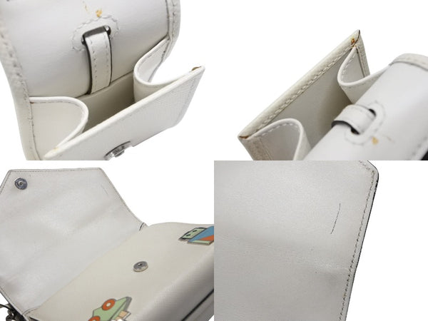 PRADA プラダ ロボット モノクローム チェーンショルダーバッグ 1BD127 サフィアーノレザー アイボリー シルバー金具 良品 中古 4b007961
