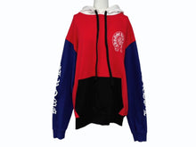 画像をギャラリービューアに読み込む, CHROME HEARTS クロムハーツ ホースシュー フーディー 袖ロゴプリント マルチカラー ブルー レッド ホワイト サイズS 美品 中古 4b007962