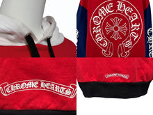 画像をギャラリービューアに読み込む, CHROME HEARTS クロムハーツ ホースシュー フーディー 袖ロゴプリント マルチカラー ブルー レッド ホワイト サイズS 美品 中古 4b007962
