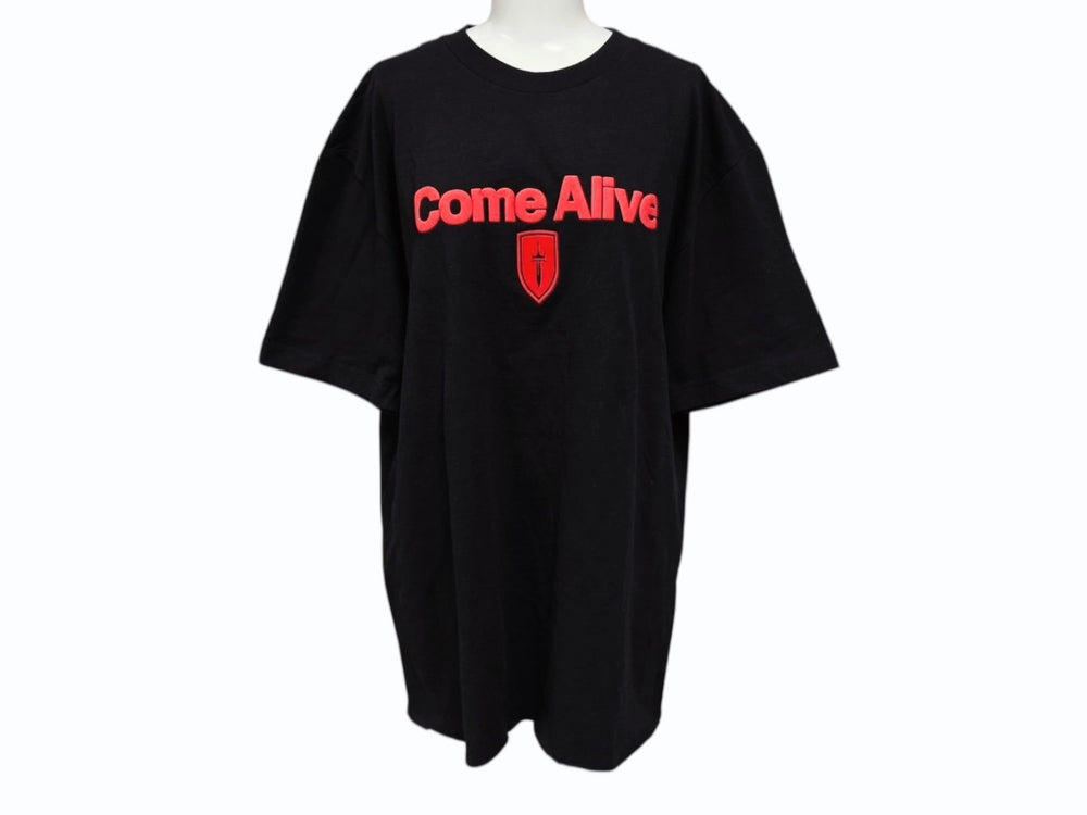 極美品 The Edge of Earth™ × 6LACK COME ALIVE TEE ザエッジオブアース 半袖Tシャツ ブラック レッド サイズL 中古 4b007984
