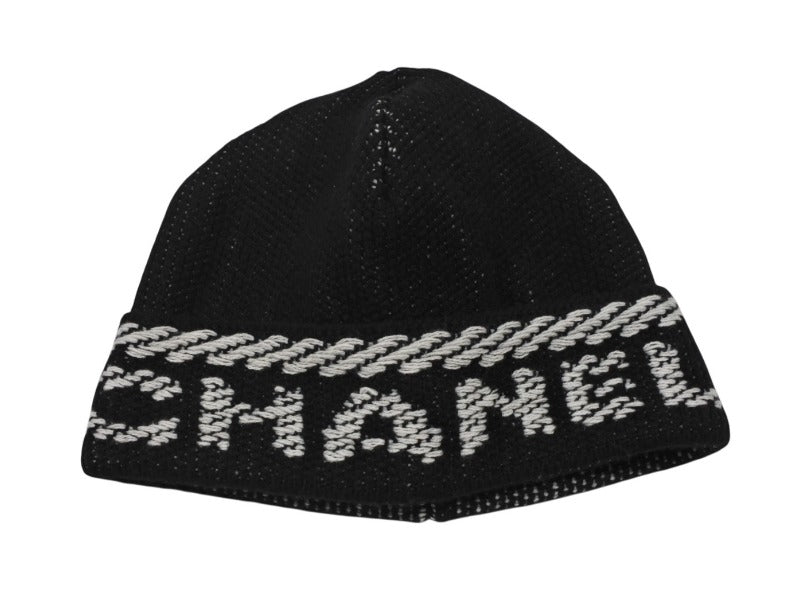 23AW CHANEL シャネル カシミヤ beanieビーニー ニットキャップ CHANEL シャネル Cashmere Wool Silk Logo Beanie Black White