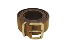 Load image into Gallery viewer, 極美品 MIUMIU ミュウミュウ スウェードレザー ロゴバックルベルト 5CC536 サイズ36/90 全長約122.5cm ブラウン 中古 4b008039