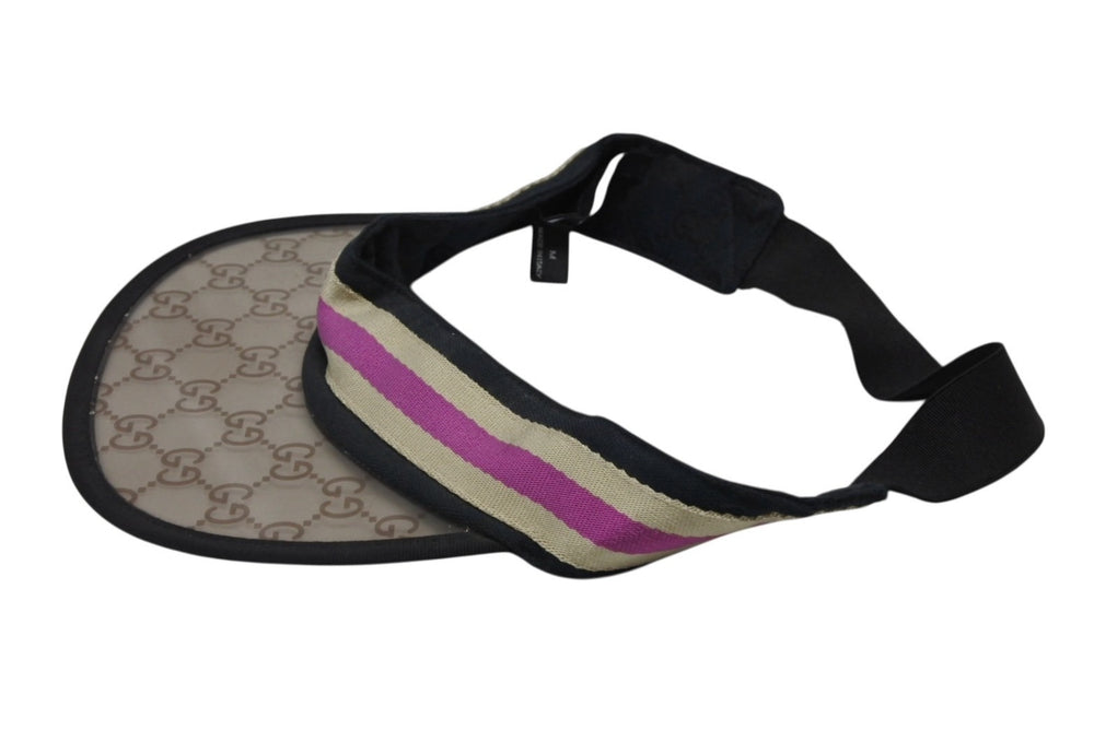 GUCCI グッチ サンバイザー キャップ GGマーク ポリエステル コットン ブラウン サイズM 美品 中古 4b008042