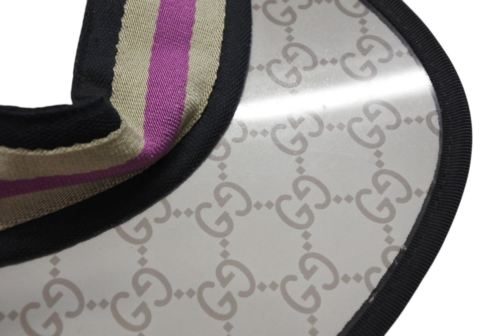 GUCCI グッチ サンバイザー キャップ GGマーク ポリエステル コットン ブラウン サイズM 美品 中古 4b008042